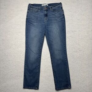 Levi Strauss Signature Mid-Rise Straight Blue Denim Pants Jeans Women's 14 32x27
